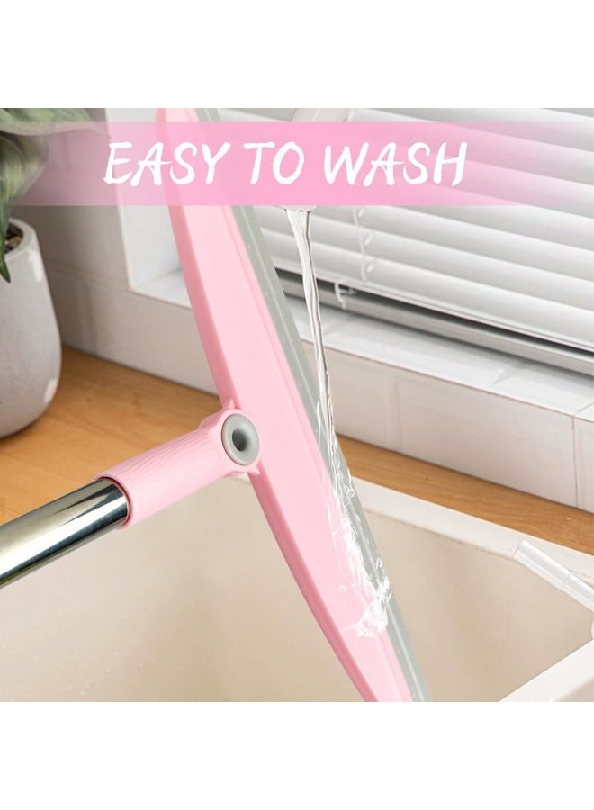 OOOFLOWER Multifunction Silicone Broom, 54 Inch Adjustable Long Handle Rubber Magic Broom Sweeper for Floor Bathroom Kitchen Shower Pet Hair Glass(Gray Pink) - Image 5