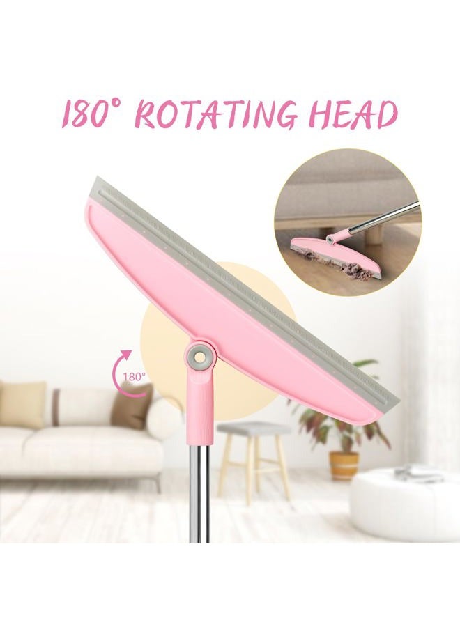 OOOFLOWER Multifunction Silicone Broom, 54 Inch Adjustable Long Handle Rubber Magic Broom Sweeper for Floor Bathroom Kitchen Shower Pet Hair Glass(Gray Pink) - Image 4