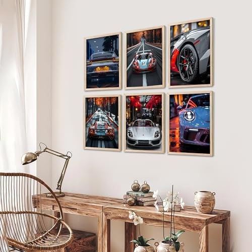 walllane - Sports Car Wall Paintings For Home Decor | Wall Poster With Hanging Frame for living room Bedroom (10x13 inch, E) - Image 3