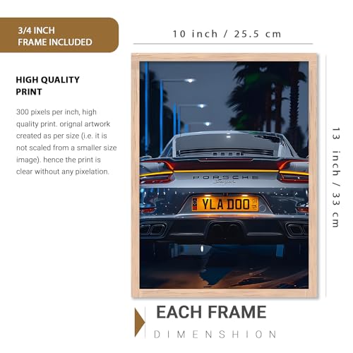 walllane - Sports Car Wall Paintings For Home Decor | Wall Poster With Hanging Frame for living room Bedroom (10x13 inch, E) - Image 2