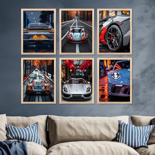 walllane - Sports Car Wall Paintings For Home Decor | Wall Poster With Hanging Frame for living room Bedroom (10x13 inch, E) - Image 1