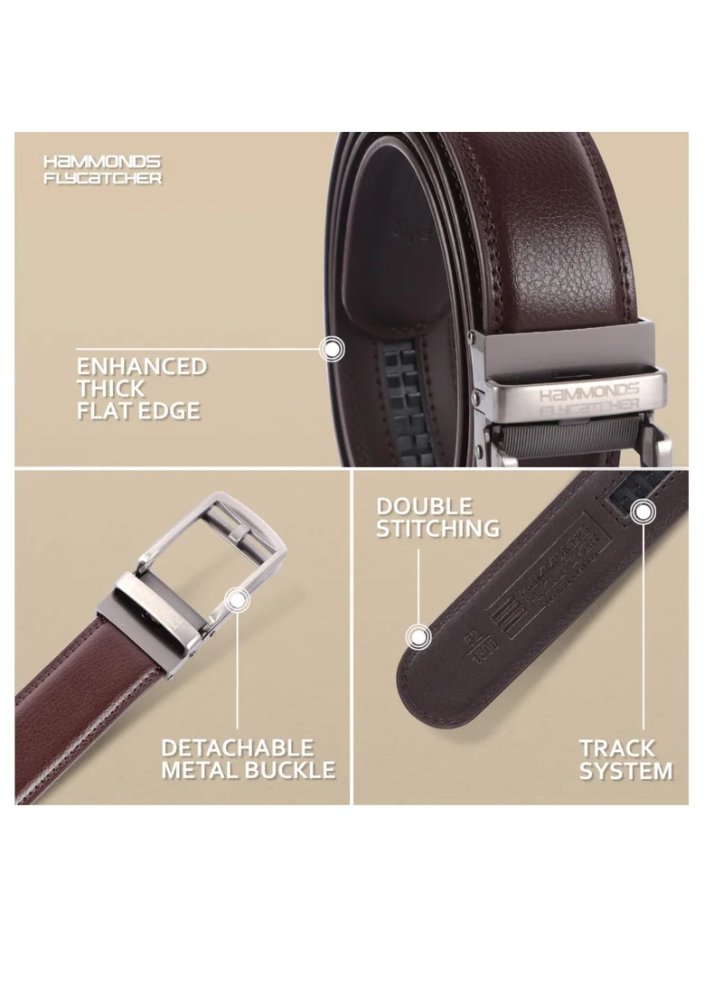 HAMMONDS FLYCATCHER Genuine Leather Belt for Men - Perfect for Formal and Casual Wear - Adjustable Waistband up to 46 Inches - Auto lock Belt for Formal and Casual Wear | K4K7
