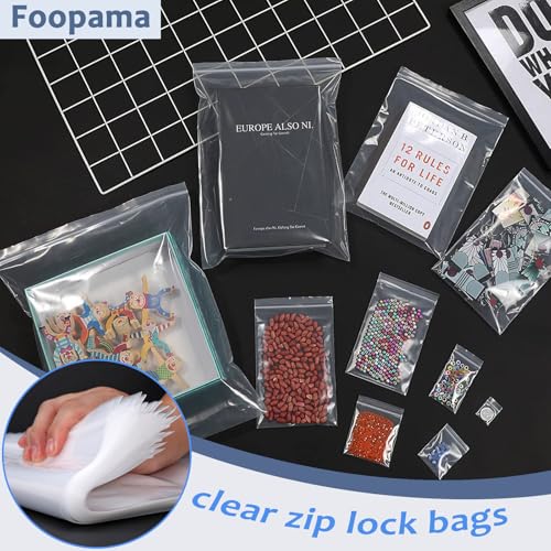 Foopama 100 PCS 4" x 6" Thick 5 Mil Clear Zip Poly Lock Plastic Bags Seal Reclosable Zip Bag Heavy-Duty Photo Cards Snacks Seeds Zipper Bags - Image 2