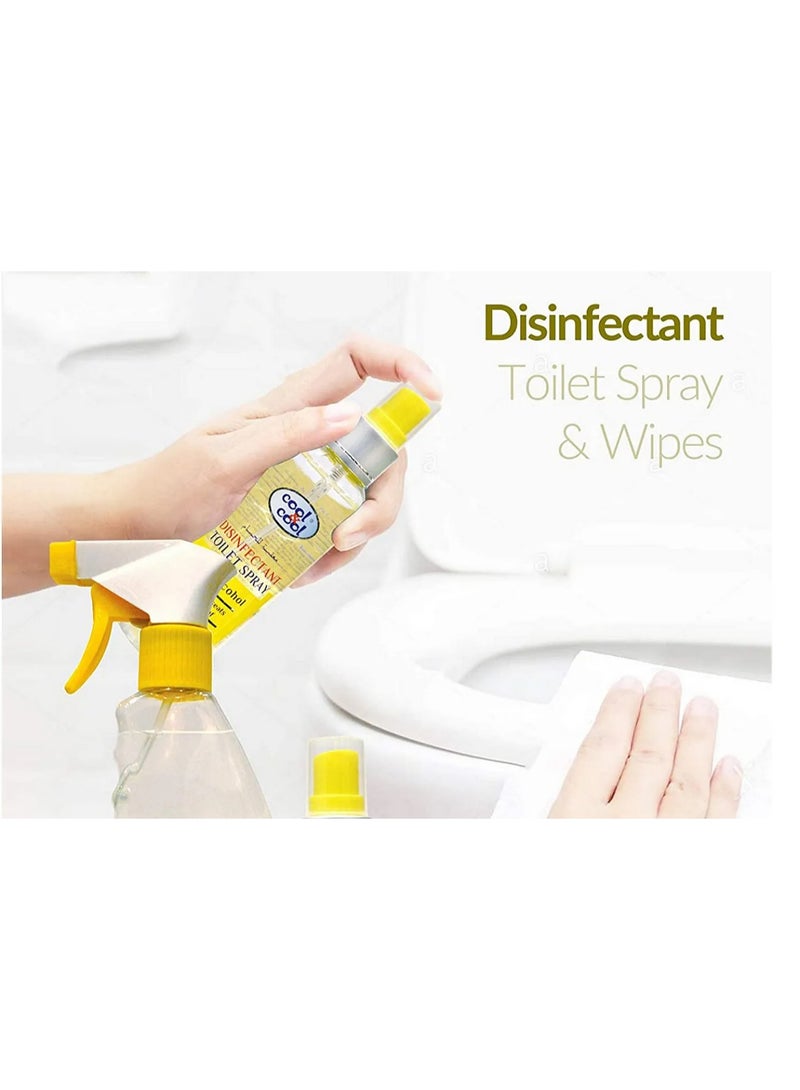 Cool & Cool Disinfectant Toilet Spray (100ml) - 70% Alcohol Lemon Scented Travel-Size Toilet Seat Disinfectant Spray - Kills 99.9% Germs, 70% Alcohol Sanitizer - Image 2