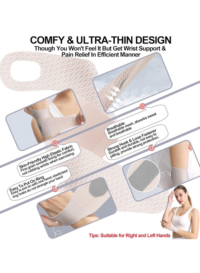 2PCS Ultra Thin Wrist Brace - Wrist Compression Band for Carpal Tunnel, Pain Relief, Arthritis, Tendonitis - Carpal Tunnel Brace Compression and Support for Fitness Enthusiasts (Skin Tone) - Image 5