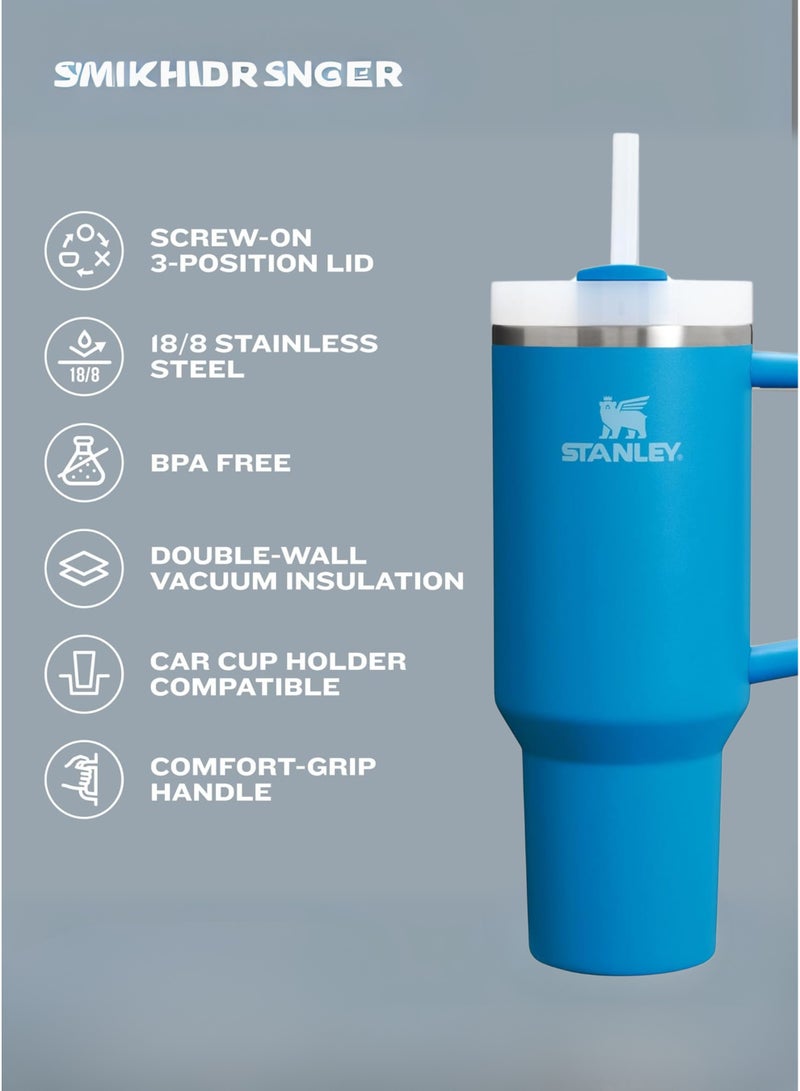 Stanley Stanley Quencher H2.0 FlowState Tumbler with Handle and Straw – 40 oz Stainless Steel Vacuum Insulated Cup, BPA-Free, 3-Position Lid, Cup Holder Friendly, for Water, Coffee, Smoothies & More –  (32x15x10cm)  - Image 4