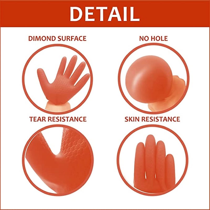 Ekon Combo Of 4 Latex Non Slip Multipurpose Heavy Duty Reusable Safety Rubber Hand Gloves For Chemical Resistance Protective Lab Gardening Industrial Building Construction Agriculture Work Orange - Image 3