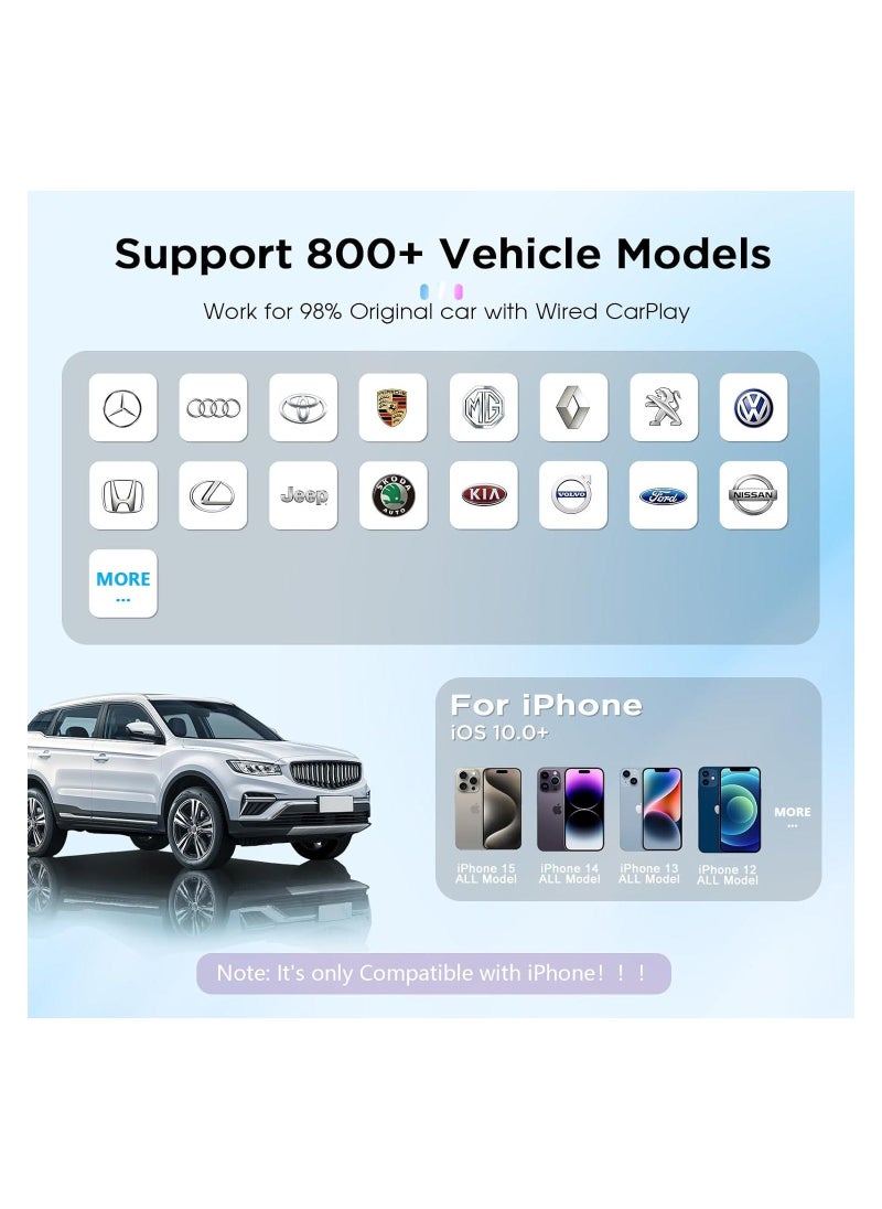 Wireless Carplay Adapter for Phone, Carplay Adapter for Cars 2016+, Plug and Play, Low Latency, Stable Connection, Wired to Wireless Carplay Adapter, Support Online Update - Image 4