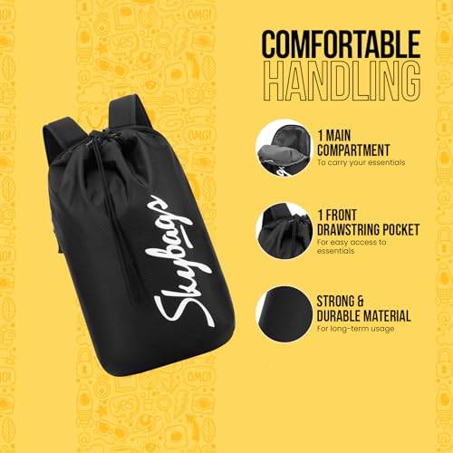 Skybags String 15L Casual Daypack Backpack with Drawstring Compartment - Black - Image 3