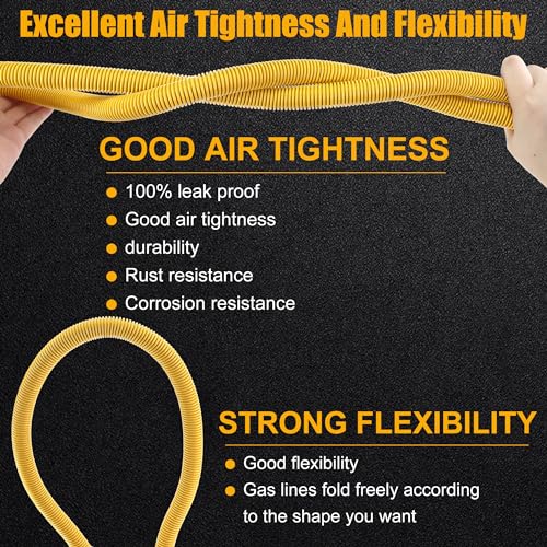 MIFLUS 48" Gas Dryer Hose Kit,Stainless Steel Stove Gas Line with Connector 1/2" MIP 1/2"FIP 3/4"MIP Fitting,5/8" OD(1/2" ID) Gas Connector Kit for Stove,Gas Stove, Dryer,Water Heater-by MIFLUS - Image 2