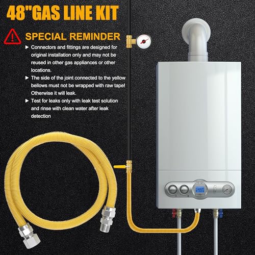 MIFLUS 48" Gas Dryer Hose Kit,Stainless Steel Stove Gas Line with Connector 1/2" MIP 1/2"FIP 3/4"MIP Fitting,5/8" OD(1/2" ID) Gas Connector Kit for Stove,Gas Stove, Dryer,Water Heater-by MIFLUS - Image 5