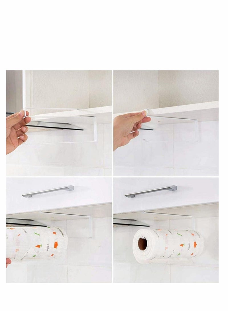 SYOSI Kitchen PaPer Roll Holder Trivets Towel Rack Cabinet Napkins Storage Rack Holder Kitchen Roll Holder Dispenser Under Cabinet Roll Paper Towel Holder Storage Rack Shelf - Image 5