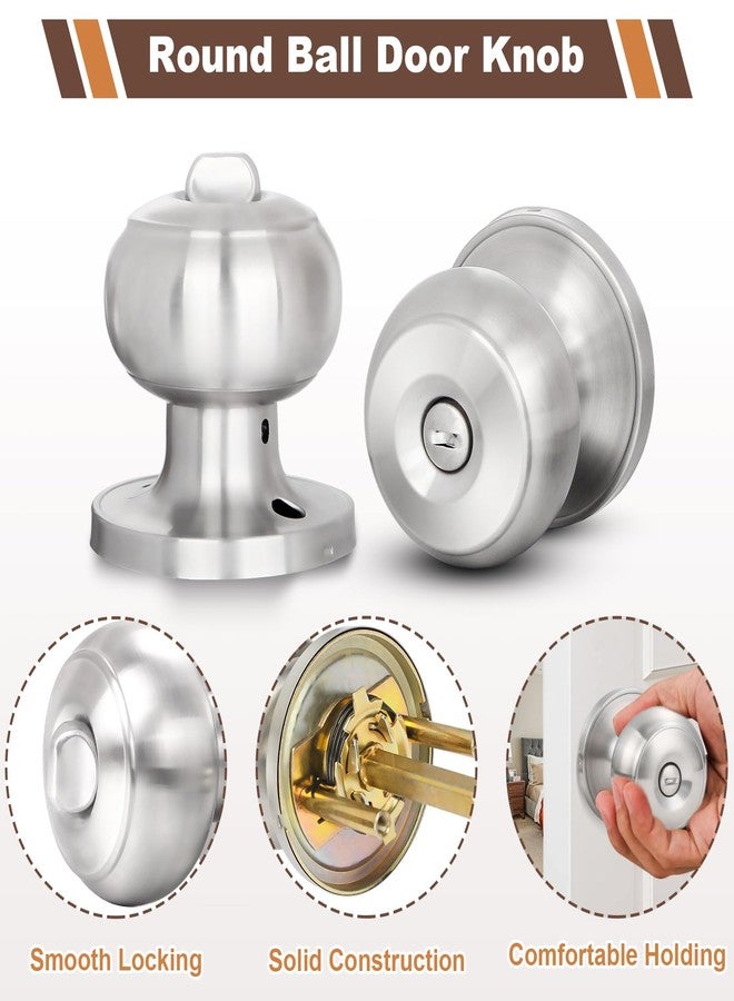 Estmoon 5 Pack Brushed Nickel Door Knobs Interior Door Knobs for Bedroom Bathroom Privacy Round Ball Door Knob - Image 2