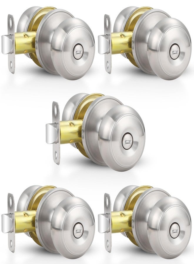 Estmoon 5 Pack Brushed Nickel Door Knobs Interior Door Knobs for Bedroom Bathroom Privacy Round Ball Door Knob - Image 1