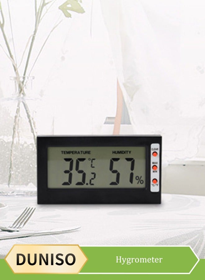 DUNISO Humidity Meter Digital Thermometer,Mini LCD Humidity Meter Thermometer for Room Temperature Humidity Meter Indoor Thermometer Accuracy Calibration LCD Temperature Sensor with Maximum and Minimum Records (black) ﻿ - Image 1