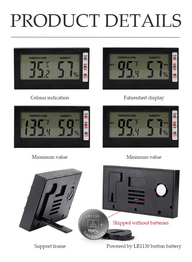 DUNISO Humidity Meter Digital Thermometer,Mini LCD Humidity Meter Thermometer for Room Temperature Humidity Meter Indoor Thermometer Accuracy Calibration LCD Temperature Sensor with Maximum and Minimum Records (black) ﻿ - Image 3