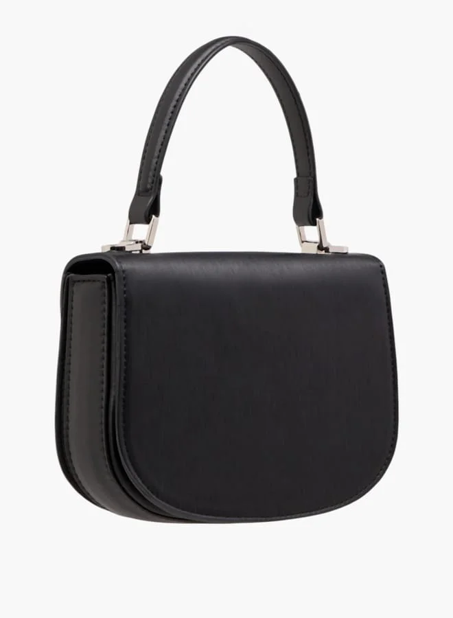 Flora Bella By Shoexpress Women Textured Satchel Bag with Button Closure and Adjustable Strap