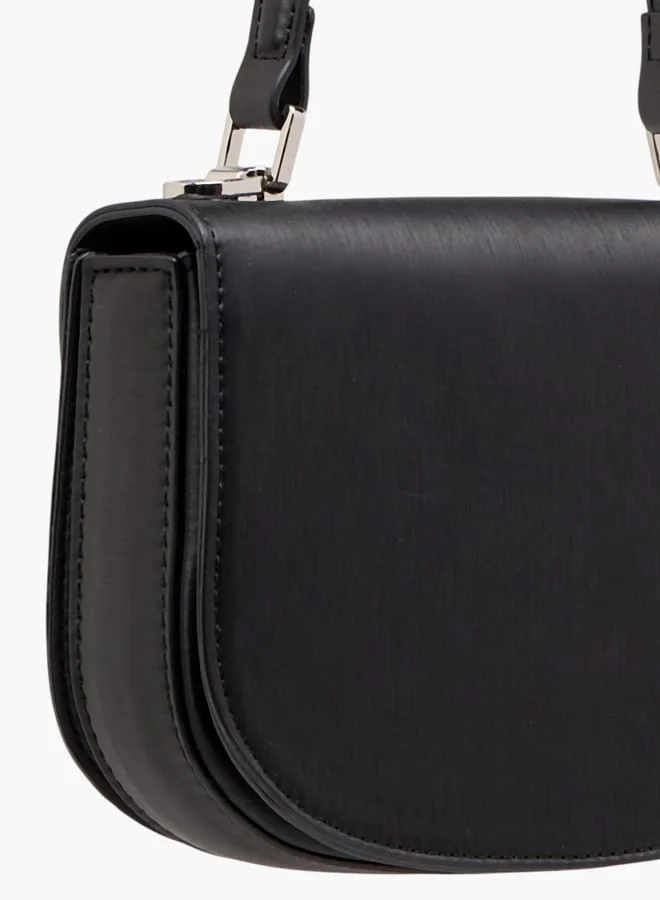 Flora Bella By Shoexpress Women Textured Satchel Bag with Button Closure and Adjustable Strap