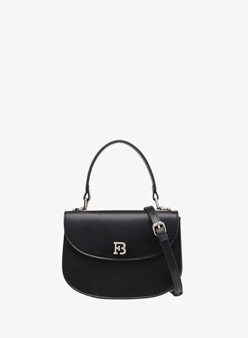 Women Textured Satchel Bag with Button Closure and Adjustable Strap Ramadan Collection