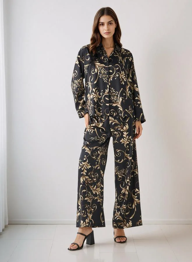 سبلاش فيڤ طقم بلوزة وبنطلون واسع الساق