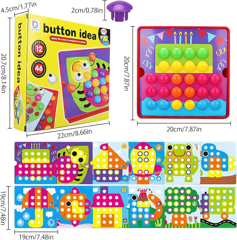 BeFunky Mosaic Pegboard Game for Children, Early Educational Plug-in Game, Colour Pegboard Forks for 2-6 Years Old Children, Plug-in Game with 46 Large Beads and 12 Colourful Cards (Ladybug) - Image 2