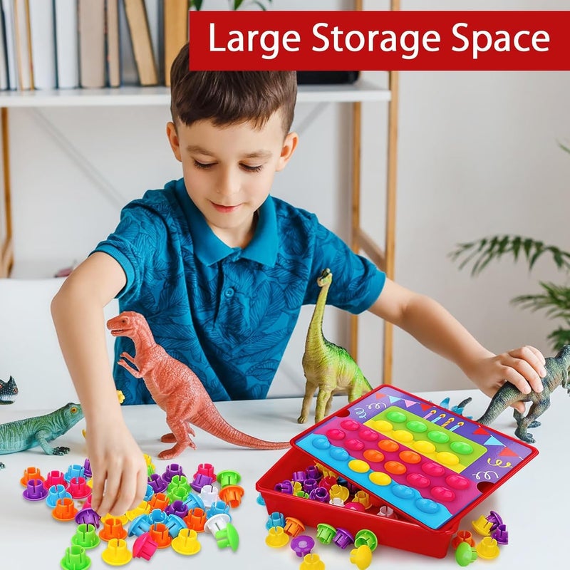 BeFunky Mosaic Pegboard Game for Children, Early Educational Plug-in Game, Colour Pegboard Forks for 2-6 Years Old Children, Plug-in Game with 46 Large Beads and 12 Colourful Cards (Ladybug) - Image 5