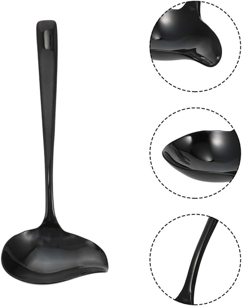 304 Stainless Steel Small Sauce Ladle with Pouring Spout Black Serving Spoon for Gravy and Soup Kitchen Utensil Dishwasher Safe - Image 5