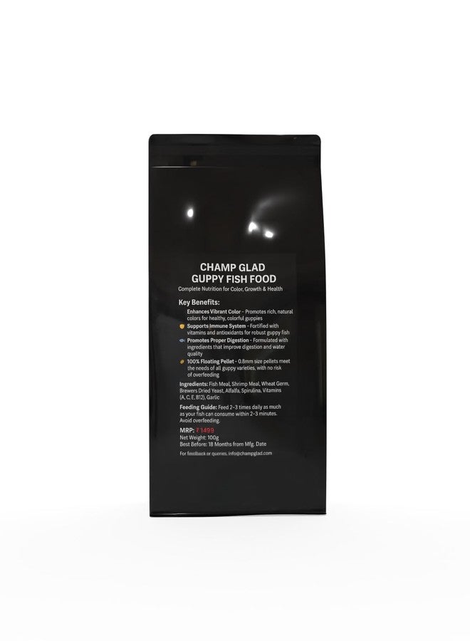 طعام أسماك الجوبي الممتاز من شامب جلاد - اشترِ واحدًا واحصل على الثاني مجانًا! حبيبات دقيقة 0.8 مم | علف عائم غني بالبروتين للأسماك الاستوائية الصغيرة وصغارها | تركيبة معززة للألوان 100 غرام - Image 2