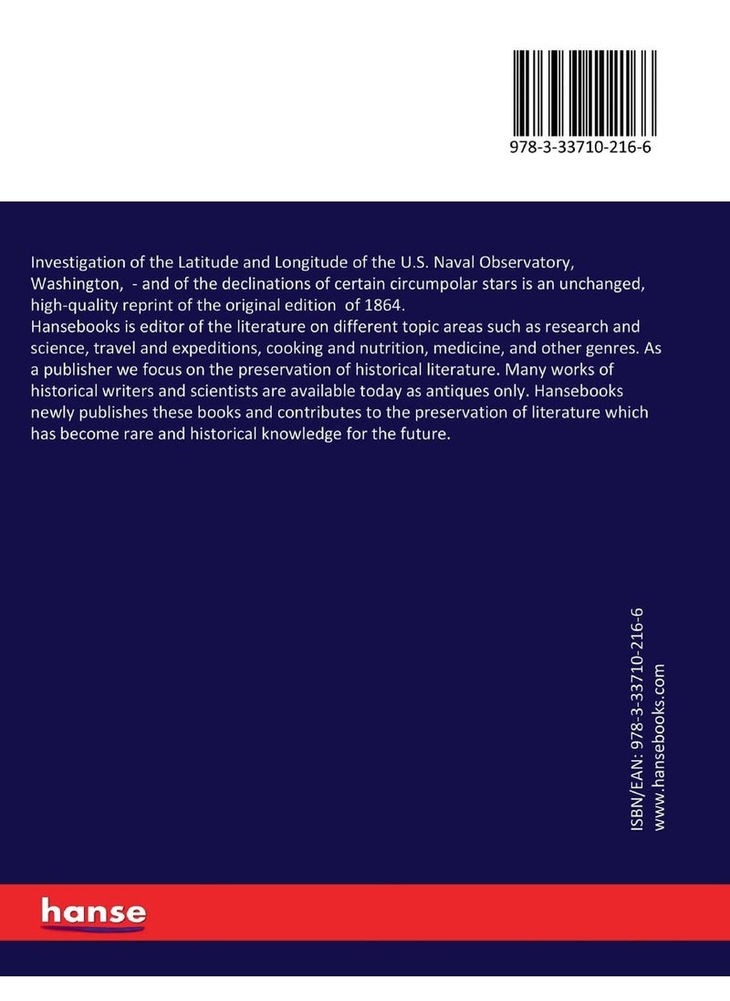 null - Investigation of the Latitude and Longitude of the U.S. Naval Observatory, Washington,: and of the declinations of certain circumpolar stars - Image 1