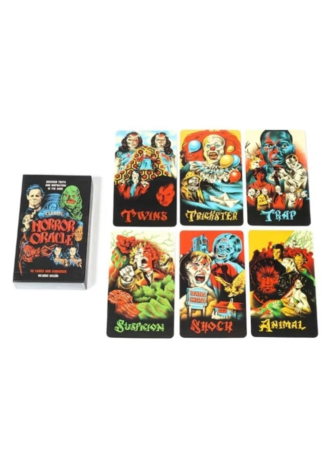 NIBEMINENT Classic Horror Tarot Deck Psychological Oracle Deck Portable Classic Horror Oracle Full English Version 50-card game - Image 3