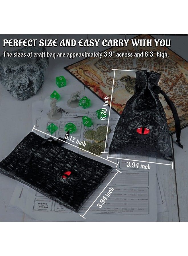 CZYY Drawstring Bag Pu Leather Dice Pouch Perfect For Rpg D&D Game  - Image 5