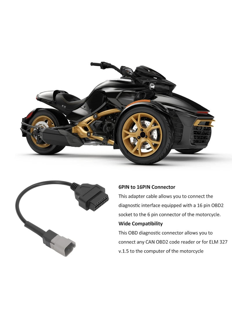 أسيف 6PIN إلى 16PIN تشخيص OBD2 محول الكابلات ، استبدال الماسح الضوئي OBDII لأدوات دراجة نارية CAN AM ATV UTV - Image 2