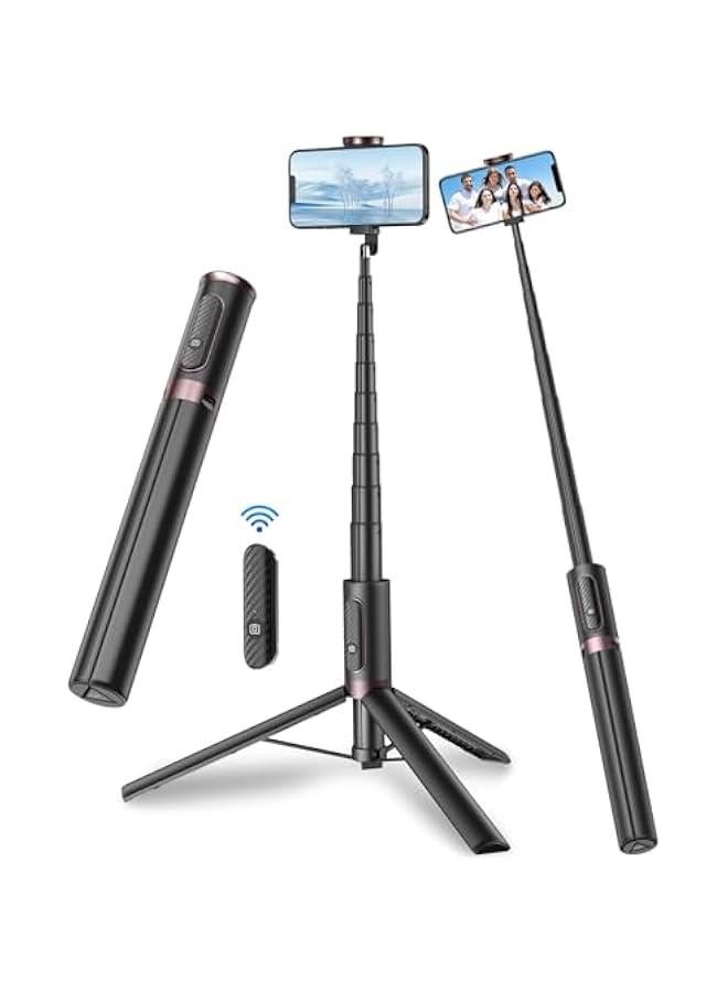 Arabest Portable Smartphone Tripod Stand with Integrated Wireless Remote for iPhone/Android, Extendable Selfie Stick Tripod in Black Color.  - Image 1
