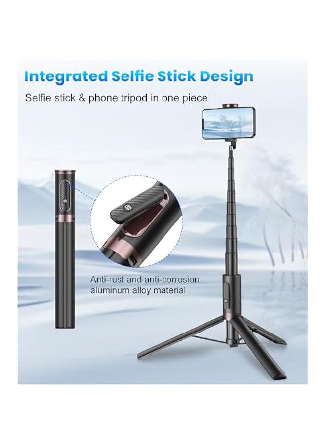 Arabest Portable Smartphone Tripod Stand with Integrated Wireless Remote for iPhone/Android, Extendable Selfie Stick Tripod in Black Color.  - Image 2