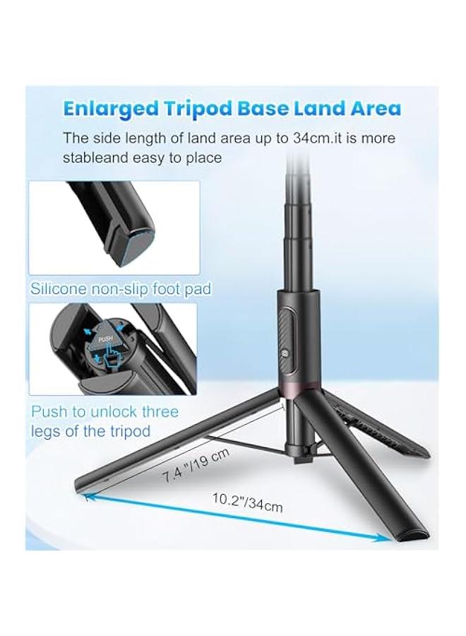 Arabest Portable Smartphone Tripod Stand with Integrated Wireless Remote for iPhone/Android, Extendable Selfie Stick Tripod in Black Color.  - Image 4
