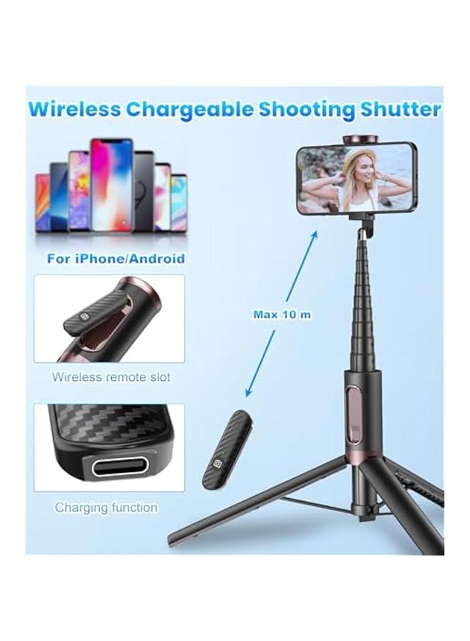 Arabest Portable Smartphone Tripod Stand with Integrated Wireless Remote for iPhone/Android, Extendable Selfie Stick Tripod in Black Color.  - Image 5