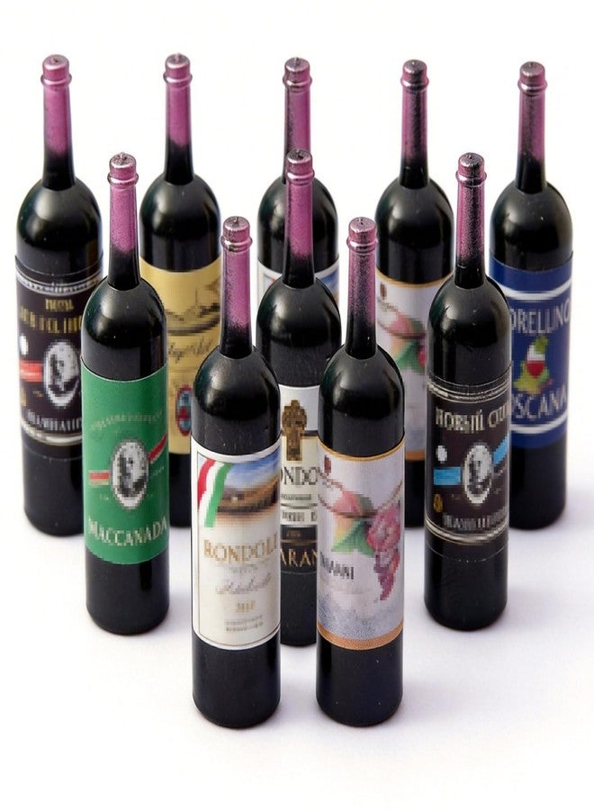 CHAMBERY 1:6 Scale Miniature Red Wine Bottles 10Pcs Dollhouse Accessories Decoration for Cake Topper - Image 1