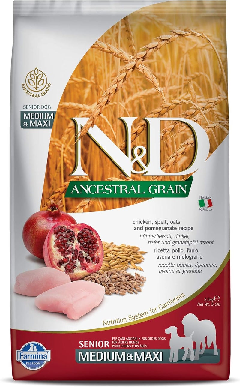 Farmina CHICKEN&POMEGRANATE SENIOR MEDIUM & MAXI DOG 2.5 Kg - Image 1