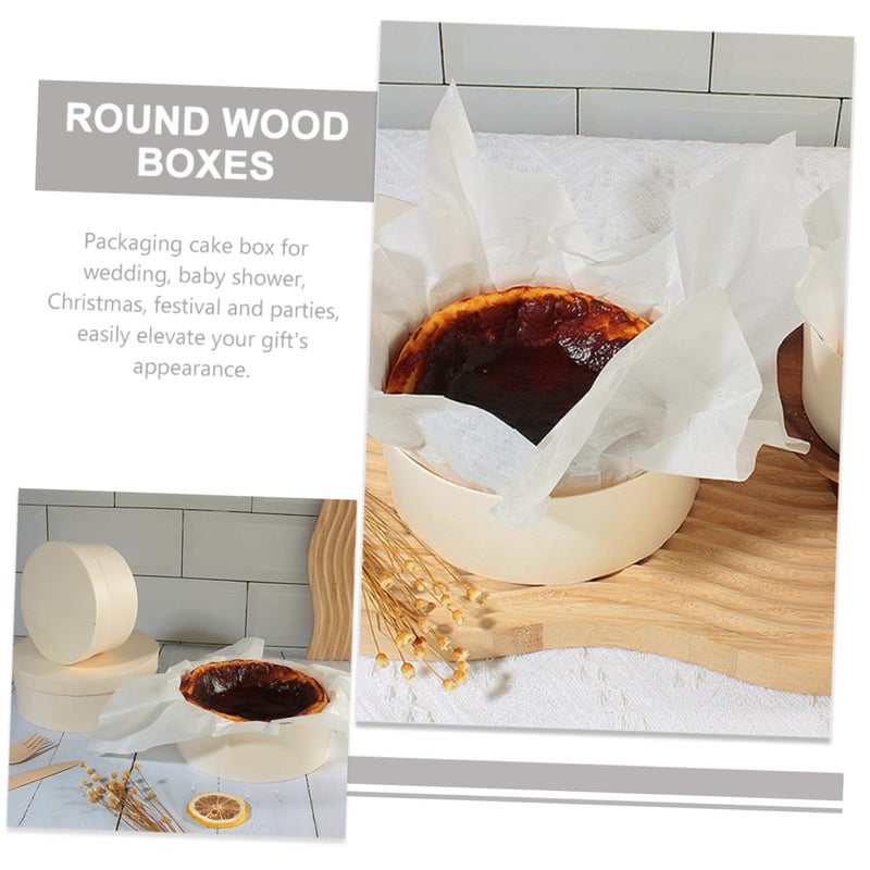 8 Inch Wooden Cake Box With Lid Cheesecake Dessert Container Food Storage Carrier - Image 4