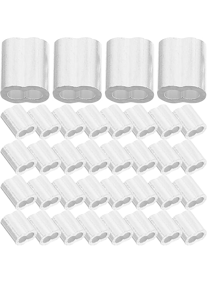 promass 200pcs Cable Ferrule M2 Aluminum Crimping Loop Sleeve Double Ferrule Cable Crimp for Steel Wire Cable (Silver) - Image 1