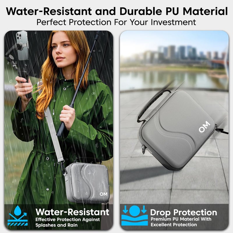 Sounce Osmo Mobile 7P Case Portable PU Shoulder Bag for DJI Osmo Mobile 7/7P & OM 7 Pro Gimbal Stabilizer, Waterproof Travel Carrying Case with Accessory Storage & Adjustable Strap - Image 3