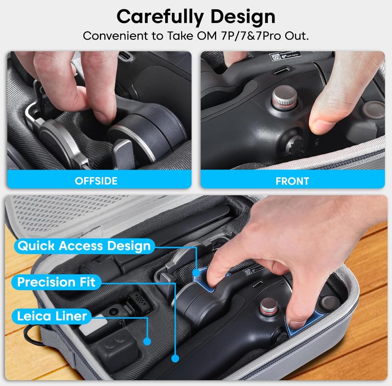Sounce Osmo Mobile 7P Case Portable PU Shoulder Bag for DJI Osmo Mobile 7/7P & OM 7 Pro Gimbal Stabilizer, Waterproof Travel Carrying Case with Accessory Storage & Adjustable Strap - Image 5