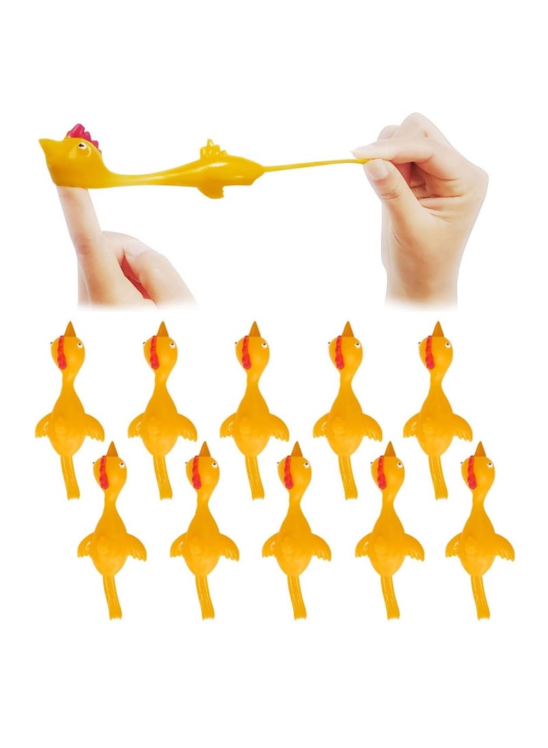 ECVV 10 قطع ألعاب دجاجة مطاطية لزجة مضحكة ألعاب دجاجة قاذفة ألعاب ممتعة صندوق كنز مرن لجوائز الفصل لوازم حفلات عيد الميلاد - أصفر - Image 1