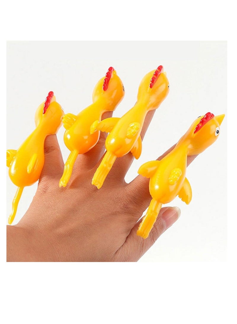 ECVV 10 قطع ألعاب دجاجة مطاطية لزجة مضحكة ألعاب دجاجة قاذفة ألعاب ممتعة صندوق كنز مرن لجوائز الفصل لوازم حفلات عيد الميلاد - أصفر - Image 2
