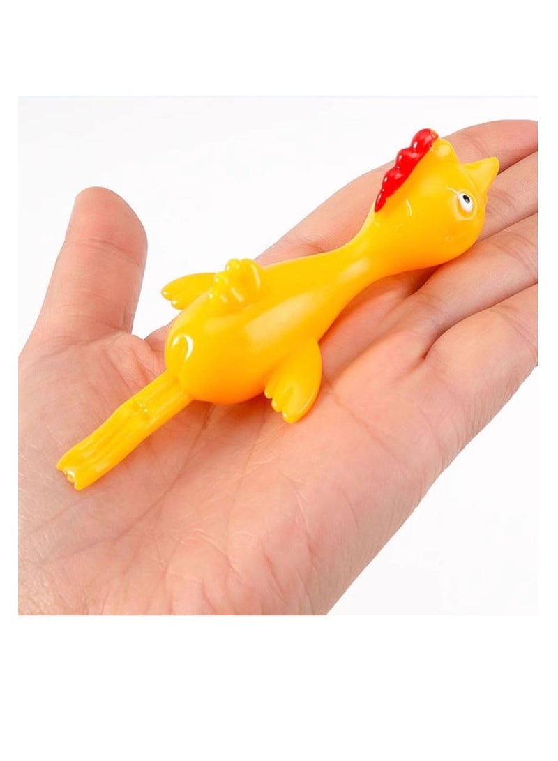 ECVV 10 قطع ألعاب دجاجة مطاطية لزجة مضحكة ألعاب دجاجة قاذفة ألعاب ممتعة صندوق كنز مرن لجوائز الفصل لوازم حفلات عيد الميلاد - أصفر - Image 5