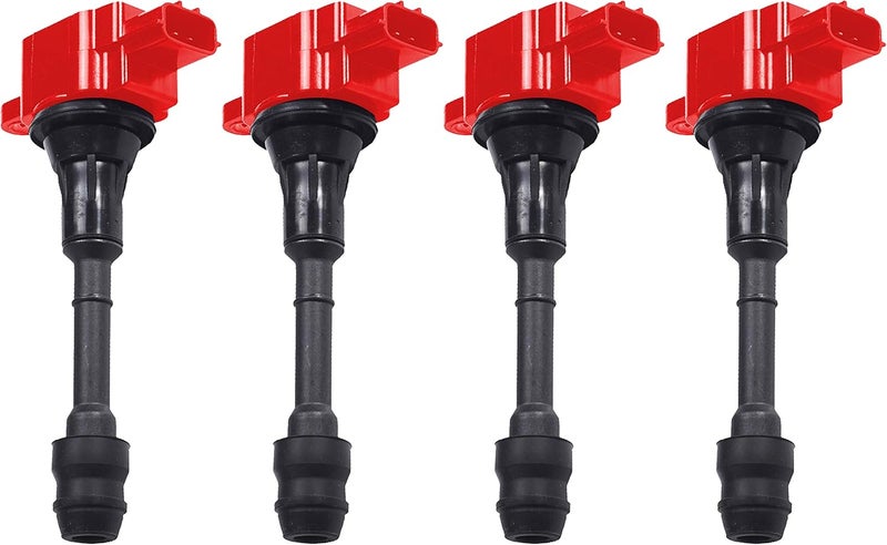 ENA Set of 4 Red Ignition Coil Pack for Nissan Sentra, Altima, X-Trail 2.5L L4 - Image 1