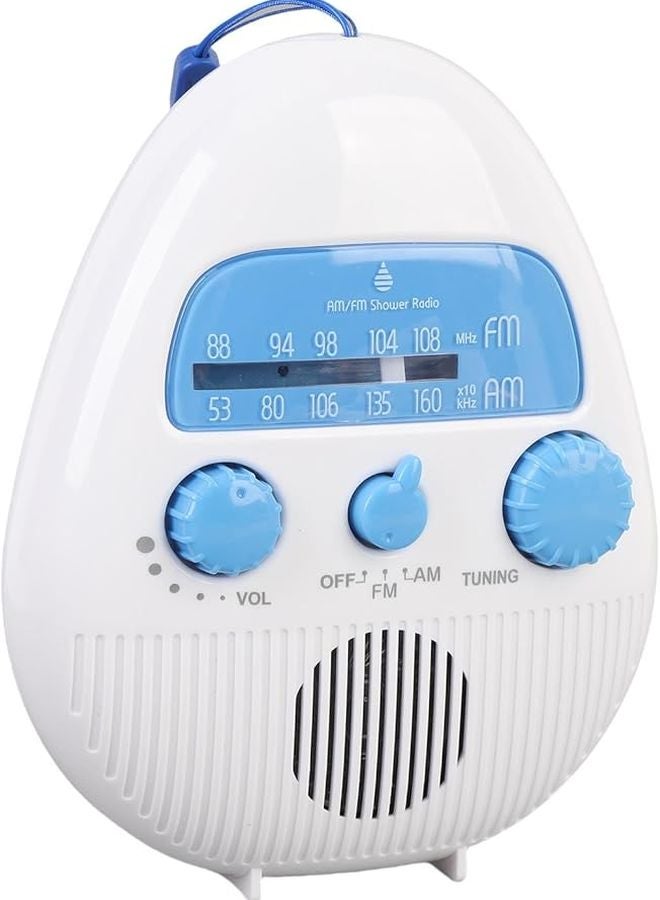 Portable Shower Radio AM FM Splashproof Battery Operated Hanging Bathroom Radio with Rotating Knob - Image 2