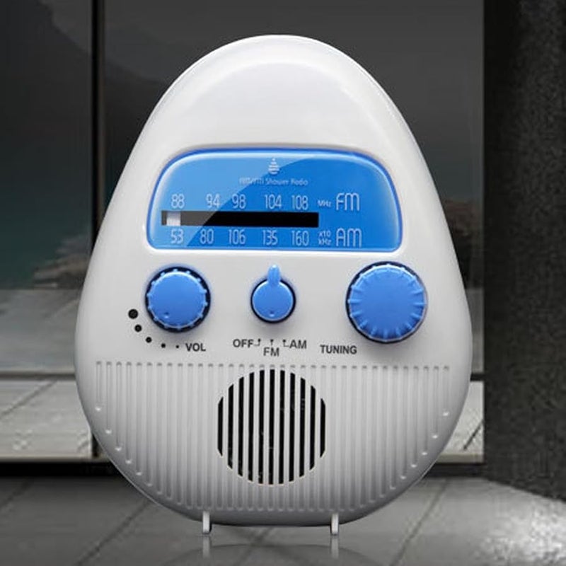 Portable Shower Radio AM FM Splashproof Battery Operated Hanging Bathroom Radio with Rotating Knob - Image 4