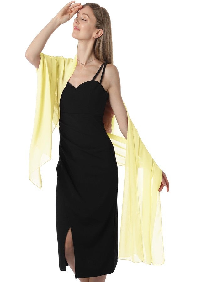 Hotshawl Chiffon Shawls and Wraps for Evening Dresses Women Elegant Soft Scarf Bridal Scarve Wedding Stole, Yellow, Plus Size - Image 4