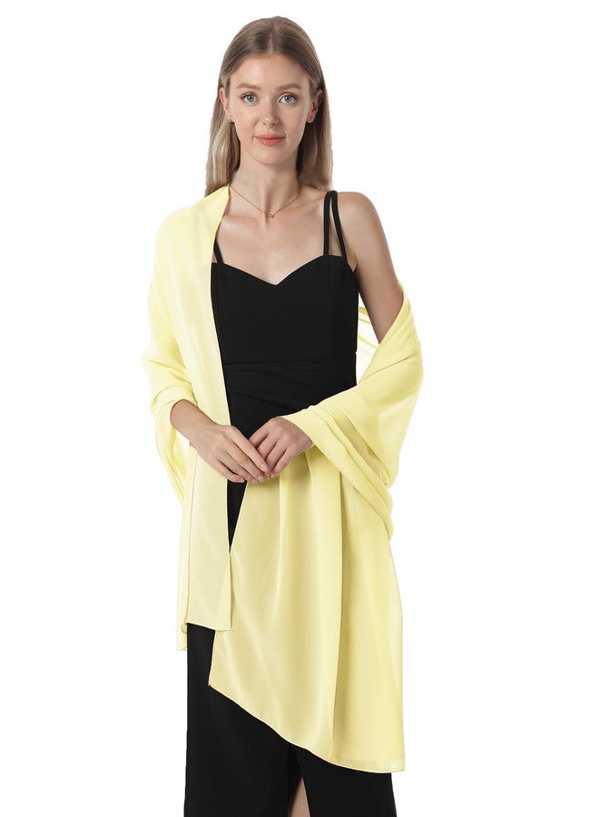 Hotshawl Chiffon Shawls and Wraps for Evening Dresses Women Elegant Soft Scarf Bridal Scarve Wedding Stole, Yellow, Plus Size - Image 3